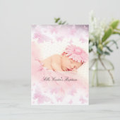 Roze Witte Glitter Vlinder Doop Kaart (Staand voorkant)