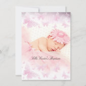 Roze Witte Glitter Vlinder Doop Kaart (Voorkant)