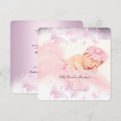 Roze Witte Glitter Vlinder Doop Kaart (Voorkant / Achterkant)