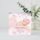 Roze Witte Glitter Vlinder Doop Kaart (Staand voorkant)