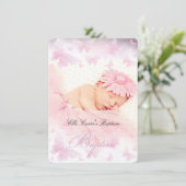 Roze Witte Glitter Vlinder Doop Kaart (Staand voorkant)