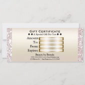 Roze Witte Glitters Gouden Monogram Cadeaubon (Achterkant)