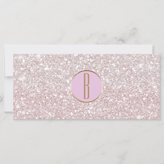 Roze Witte Glitters Gouden Monogram Cadeaubon (Voorkant)