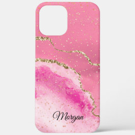 Roze Witte Goud Agaat & Gouden Sterren, DIY Naam Z Case-Mate iPhone Case