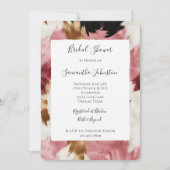 Roze Witte Goud Zwarte Abstracte Bruiloftsdouche Kaart (Voorkant)