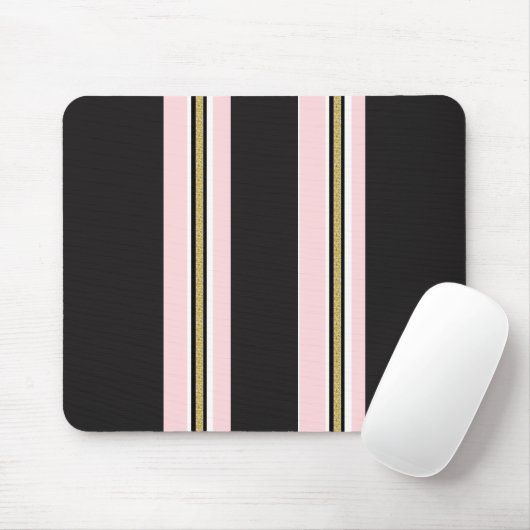 Roze & Witte Goud Zwarte Streep Muismat (Met muis)