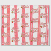 Roze Witte Gouden Berry Eerste Verjaardag Aardbei Cadeaupapier (Vlak)