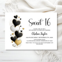 Roze Witte Gouden Hart Thema Sweet 16 Verjaardag