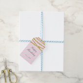 Roze & Witte Gouden Harten Strand Verjaardag Gift Cadeaulabel (Met Touw)
