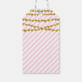 Roze & Witte Gouden Harten Strand Verjaardag Gift Cadeaulabel (Achterkant)