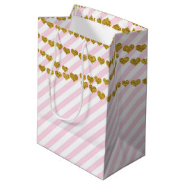Roze & Witte Gouden Hartjes Verjaardagsfeest Cadea Medium Cadeauzakje