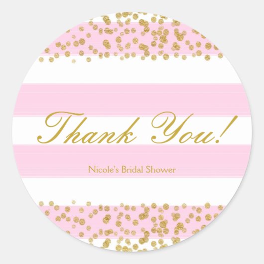 Roze Witte & Gouden Nepconfetti Moderne Stickers (Voorkant)