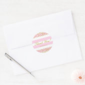 Roze Witte & Gouden Nepconfetti Moderne Stickers (Envelop)