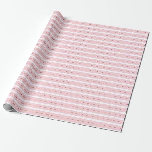 Roze witte gouden strepen Glamoureus design Cadeaupapier (Uitgerold)