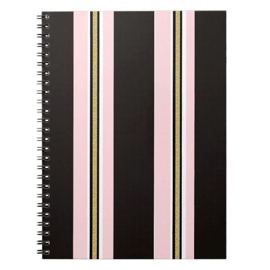 Roze & Witte Gouden Zwarte Spiraal Notebook Notitieboek (Voorkant)