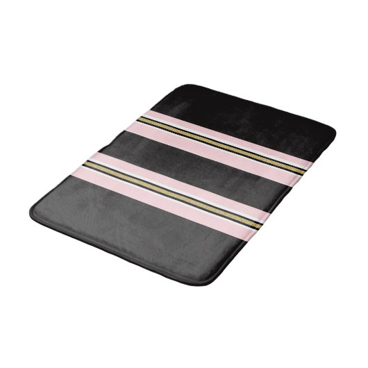 Roze & Witte Gouden Zwarte Streep Badmat (Gekanteld)