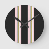 Roze & Witte Gouden Zwarte Streep Klok (Voorkant)