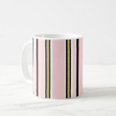 Roze & Witte Gouden Zwarte Streep Mok (Voorkant links)