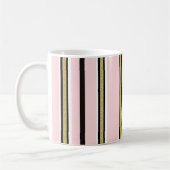 Roze & Witte Gouden Zwarte Streep Mok (Links)