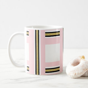 Roze & Witte Gouden Zwarte Streep Mok