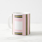 Roze & Witte Gouden Zwarte Streep Mok (Voorkant links)