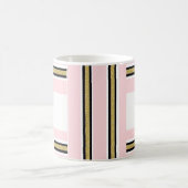 Roze & Witte Gouden Zwarte Streep Mok (Center)