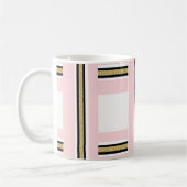 Roze & Witte Gouden Zwarte Streep Mok (Links)