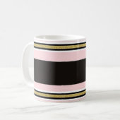 Roze & Witte Gouden Zwarte Streep Mok (Voorkant links)
