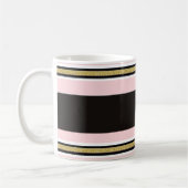 Roze & Witte Gouden Zwarte Streep Mok (Links)