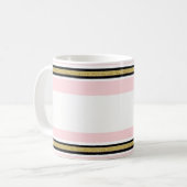 Roze & Witte Gouden Zwarte Streep Mok (Voorkant links)