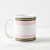 Roze & Witte Gouden Zwarte Streep Mok (Links)