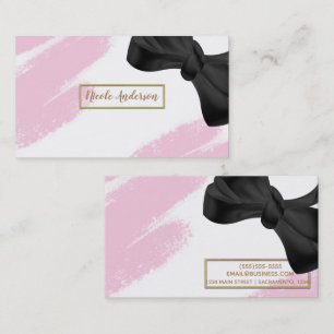 Roze witte goudkleurige, minimale roze penseel en visitekaartje