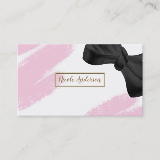 Roze witte goudkleurige, minimale roze penseel en visitekaartje (Voorkant)