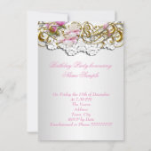 -roze witte goudpaling Floral-Birthday Party Kaart (Achterkant)