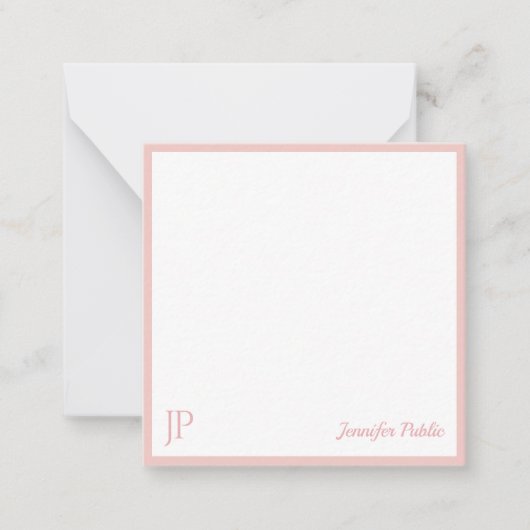 Roze witte grafische handschrift Naam Monogram Sja Notitiekaartje (Voorkant)