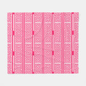 Roze witte Griekse sleutel fret patroon ontwerp Fleece Deken (Voorkant (Horizontaal))