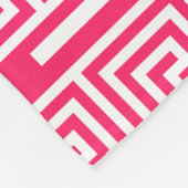 Roze witte Griekse sleutel fret patroon ontwerp Fleece Deken (Hoek)
