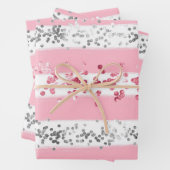  Roze Witte Grijs Glitter Verjaardag Baby Shower Inpakpapier Vel (In situ)
