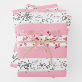  Roze Witte Grijs Glitter Verjaardag Baby Shower Inpakpapier Vel