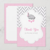 Roze, witte grijs 🐘 olifant Dank je Bedankkaart (Voorkant / Achterkant)