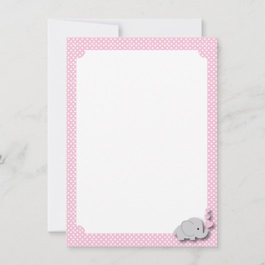 Roze, witte grijs 🐘 olifant Dank je Bedankkaart (Achterkant)