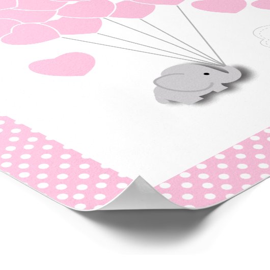 Roze, witte, grijze Baby shower 2 - Gast oogje Poster (Hoek)
