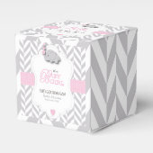 Roze, witte grijze Baby shower Bedankdoosjes (Voorkant Zijde)