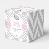 Roze, witte grijze Baby shower Bedankdoosjes (Achterkant)