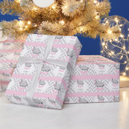 Roze, witte grijze Baby shower Cadeaupapier