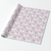 Roze, witte grijze Baby shower Cadeaupapier (Uitgerold)