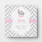 Roze, witte grijze Baby shower Fotoplaat (Voorkant)