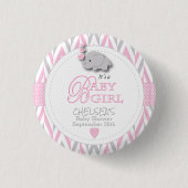 Roze, witte grijze Baby shower Ronde Button 3,2 Cm (Voorkant)
