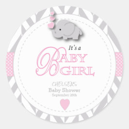 Roze, witte grijze Baby shower Ronde Sticker