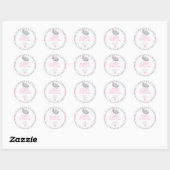 Roze, witte grijze Baby shower Ronde Sticker (Vel)